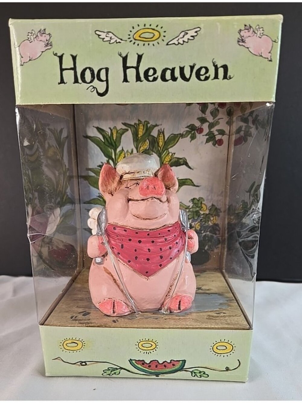 Hog Heaven Stone Pig Angel With Fork and Knife